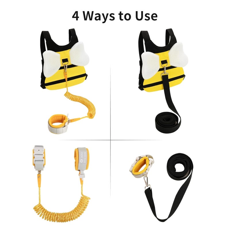 bearcouple Toddler Leashes + Anti Lost Wrist Link for Kids, 4 in 1 Kid Harness Backpack Leash for Girls Boys, Kids Anti Lost Leash Cute Baby Harness Belt Strap Foldable Children Safety Leash for ZooPark Travel - Image 2